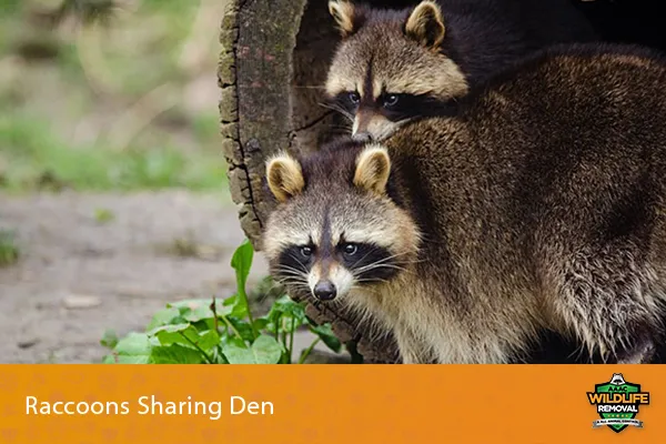 image of raccoons sharing den